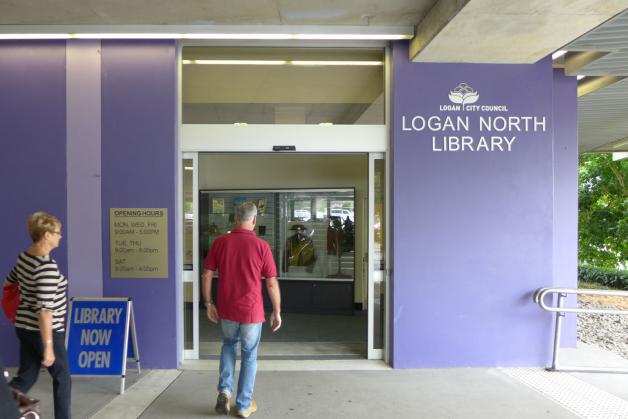 Entrance to the Logan North Library in Underwood